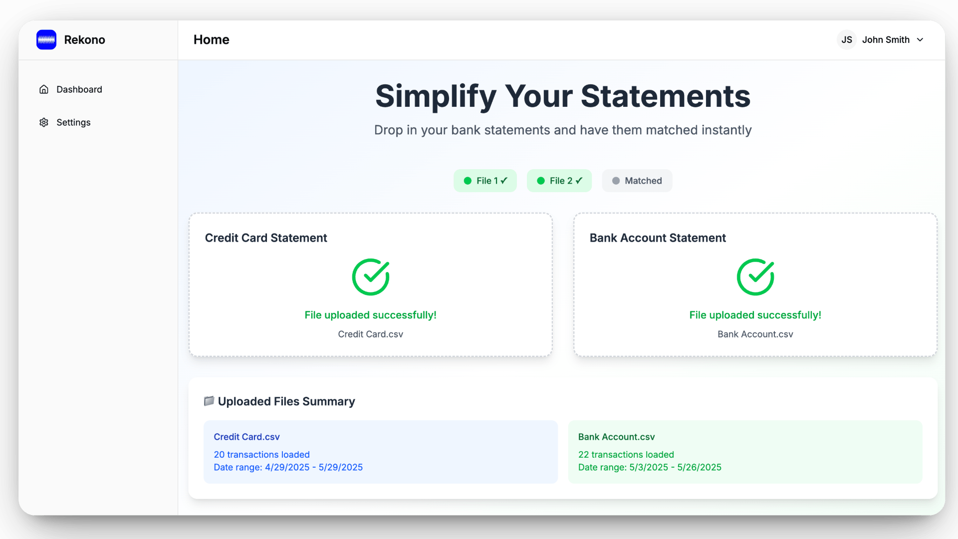 statement matching mockup